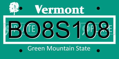 BO8S108 Vermont License Plate