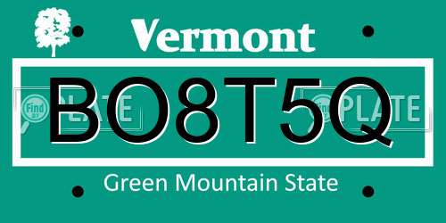 BO8T5Q Vermont License Plate