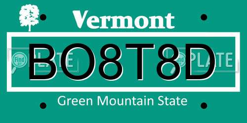 BO8T8D Vermont License Plate