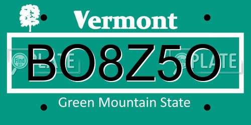 BO8Z5O Vermont License Plate