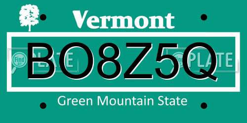 BO8Z5Q Vermont License Plate