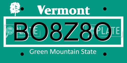 BO8Z8O Vermont License Plate