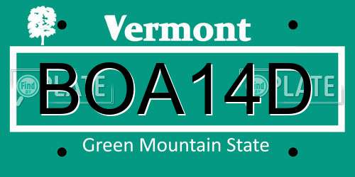 BOA14D Vermont License Plate