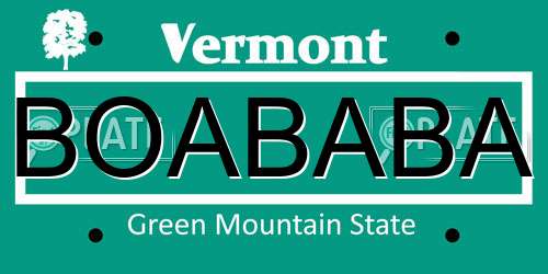 BOABABA Vermont License Plate