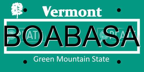 BOABASA Vermont License Plate