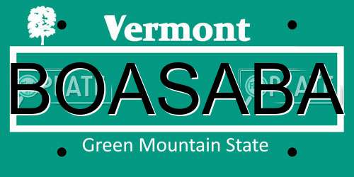 BOASABA Vermont License Plate