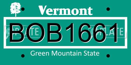 BOB1661 Vermont License Plate
