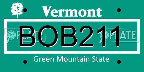 BOB211 Vermont License Plate