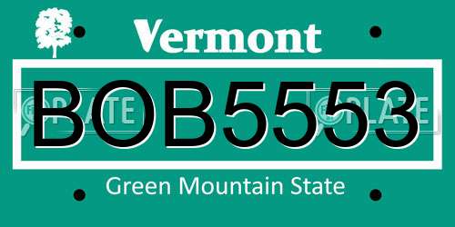 BOB5553 Vermont License Plate