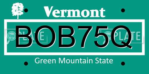 BOB75Q Vermont License Plate