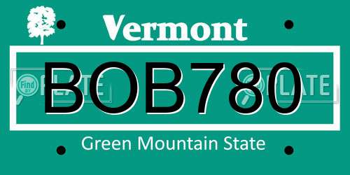 BOB780 Vermont License Plate