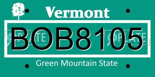 BOB8105 Vermont License Plate