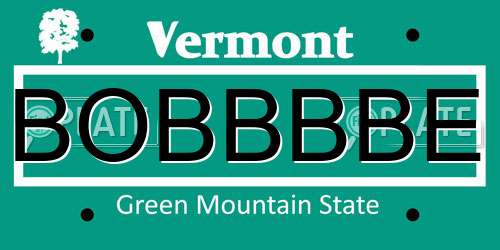 BOBBBBE Vermont License Plate