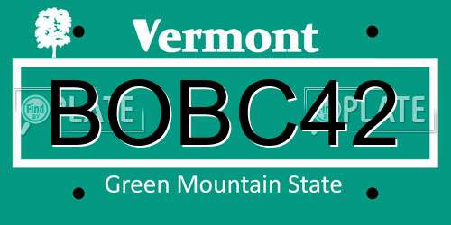 BOBC42 Vermont License Plate