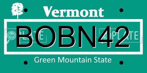 BOBN42 Vermont License Plate