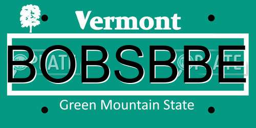 BOBSBBE Vermont License Plate