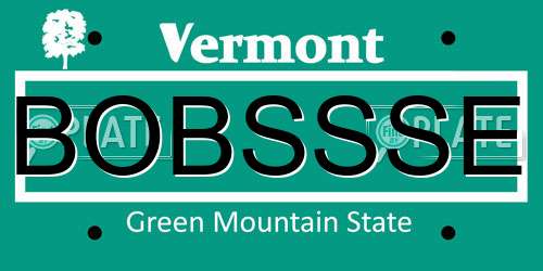 BOBSSSE Vermont License Plate