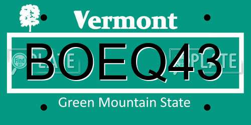 BOEQ43 Vermont License Plate