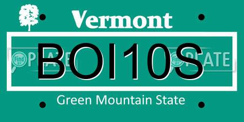 BOI10S Vermont License Plate