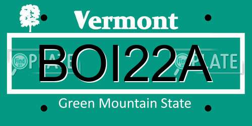 BOI22A Vermont License Plate
