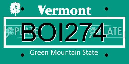 BOI274 Vermont License Plate