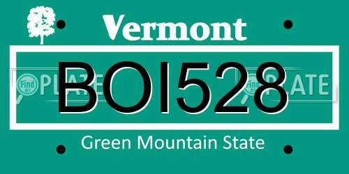 BOI528 Vermont License Plate