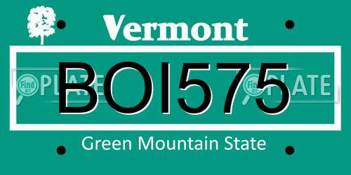 BOI575 Vermont License Plate