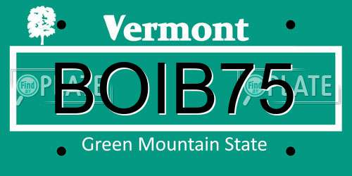 BOIB75 Vermont License Plate