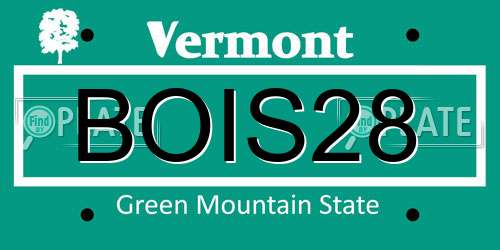 BOIS28 Vermont License Plate