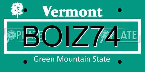 BOIZ74 Vermont License Plate