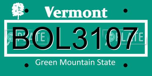 BOL3107 Vermont License Plate