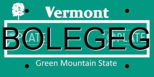 BOLEGEG Vermont License Plate