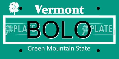 BOLO Vermont License Plate