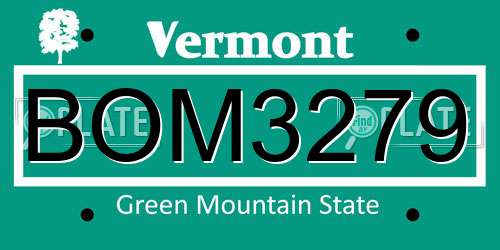 BOM3279 Vermont License Plate