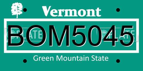 BOM5045 Vermont License Plate