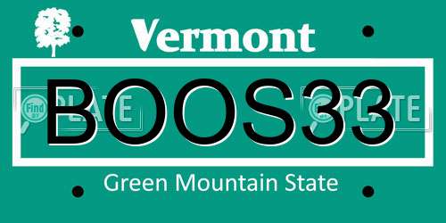 BOOS33 Vermont License Plate