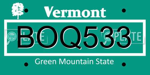BOQ533 Vermont License Plate