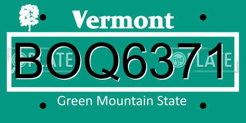 BOQ6371 Vermont License Plate