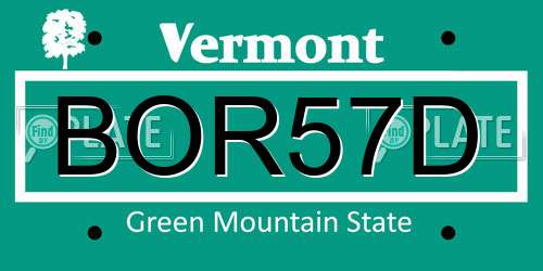 BOR57D Vermont License Plate