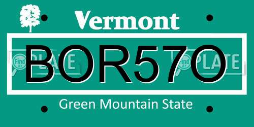 BOR57O Vermont License Plate