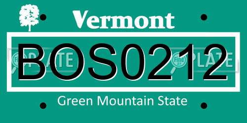 BOS0212 Vermont License Plate