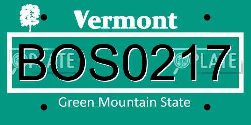 BOS0217 Vermont License Plate