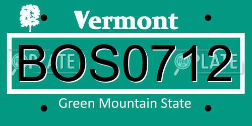 BOS0712 Vermont License Plate