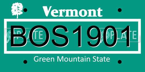 BOS1901 Vermont License Plate