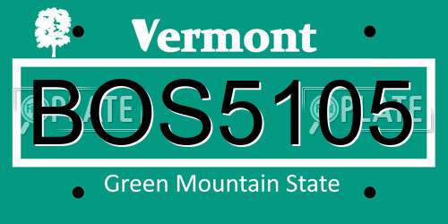 BOS5105 Vermont License Plate