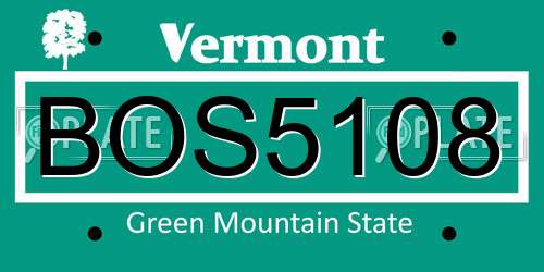 BOS5108 Vermont License Plate