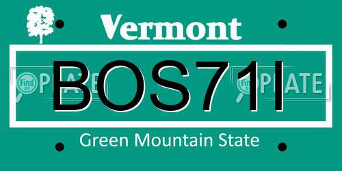 BOS71I Vermont License Plate