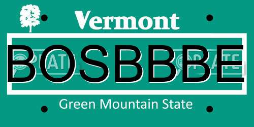BOSBBBE Vermont License Plate