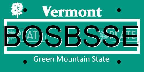 BOSBSSE Vermont License Plate