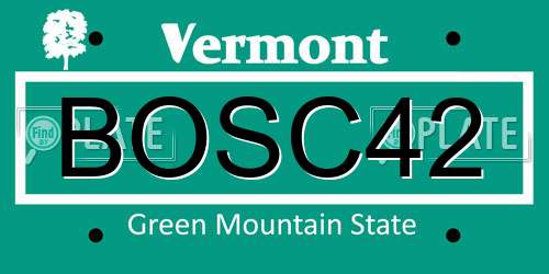 BOSC42 Vermont License Plate